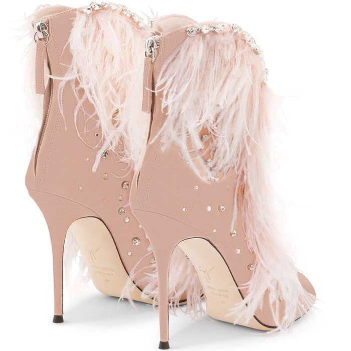 Pink Suede Giuseppe Zanotti 'Charleston' Boots With Feathers