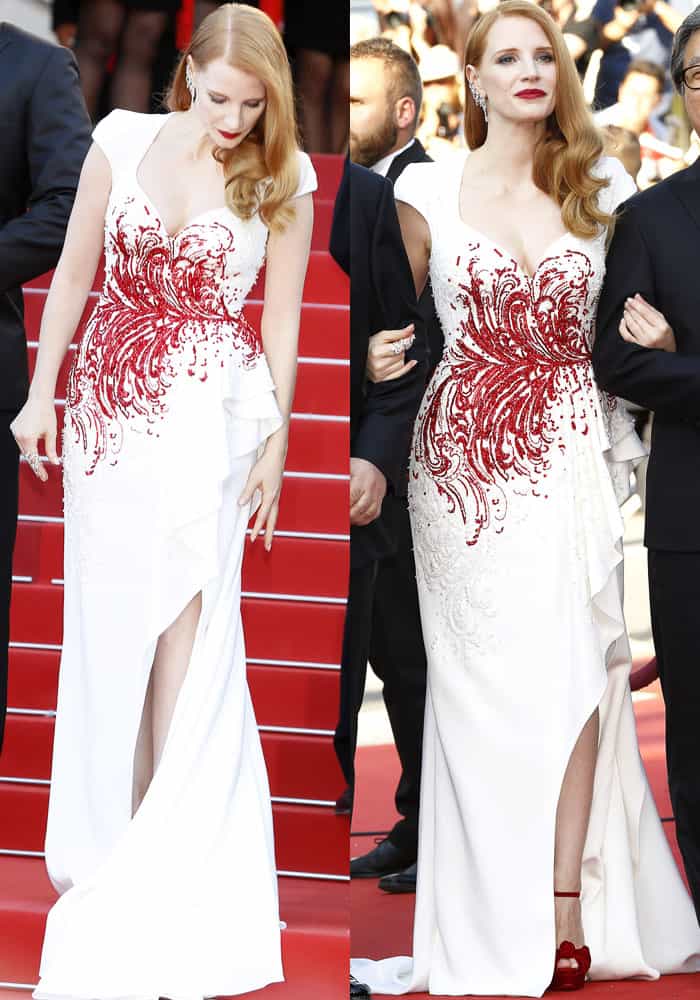Jessica grabs attention in a Zuhair Murad couture gown