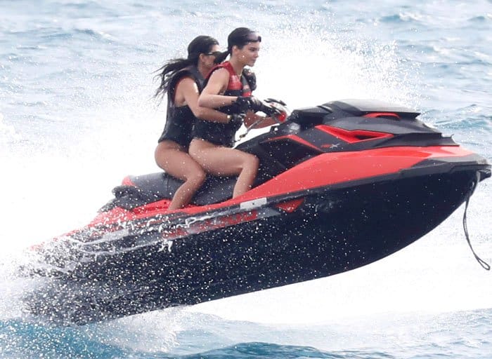 Kendall is later joined by her sister, Kourtney, for a jetski run