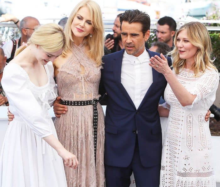 The actresses are joined by the only thorn among the roses, Collin Farrell