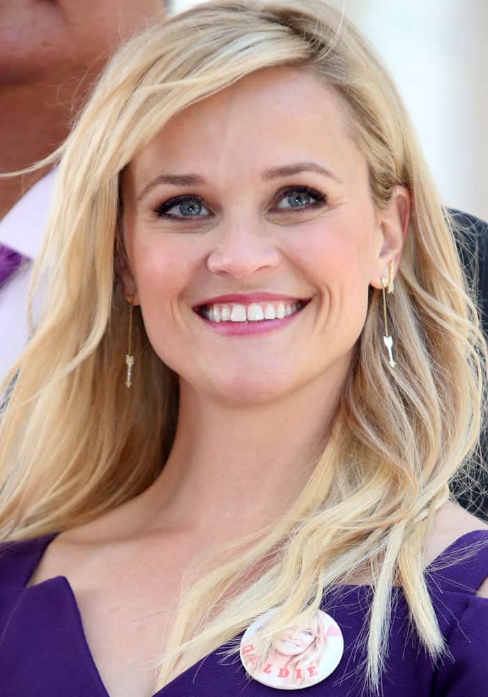Reese Witherspoon at Goldie Hawn and Kurt Russell's double star ceremony at the Hollywood Walk of Fame in Los Angeles on May 4, 2017