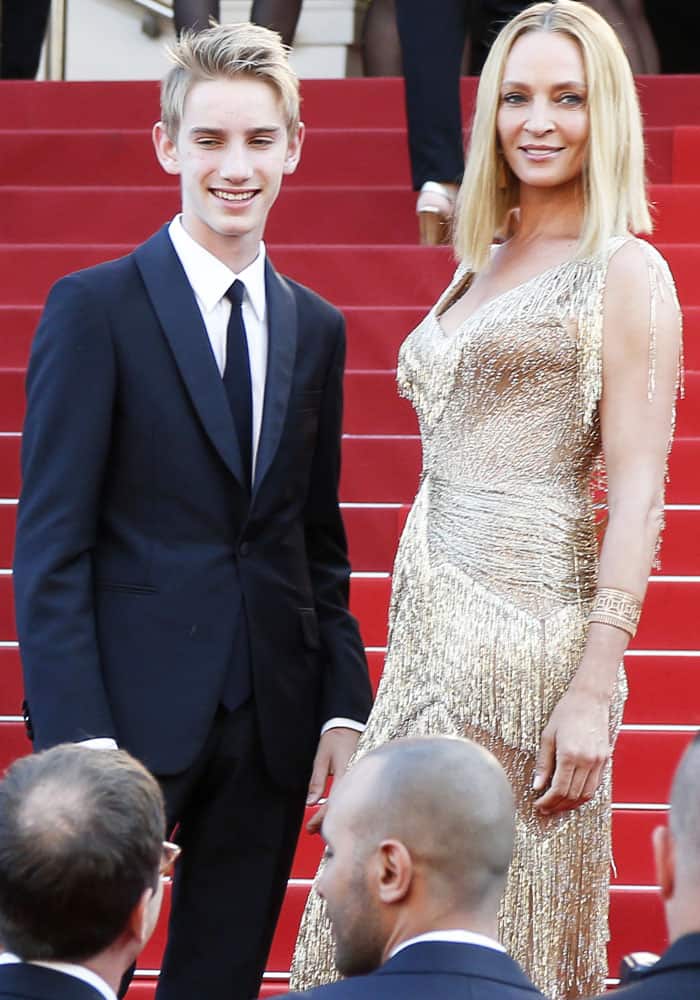 Uma brings her son Levon Roan Thurman-Hawke to Cannes