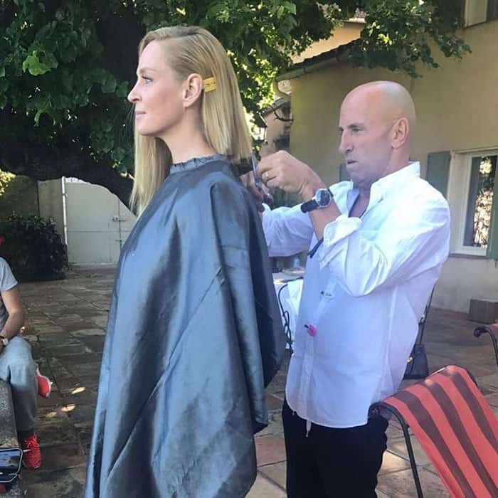 Uma uploads a photo of her haircut from her hairstylist in Cannes