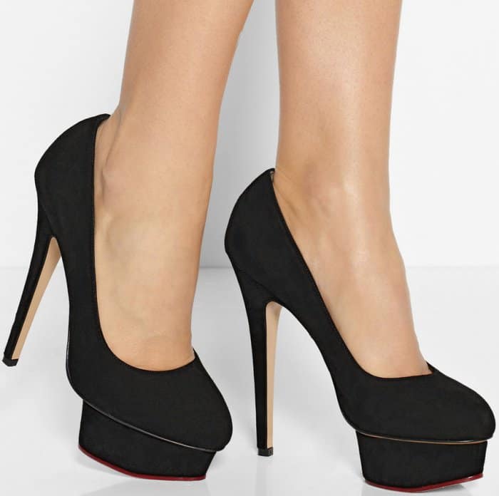 Charlotte Olympia “Dolly” Pumps in Black Suede
