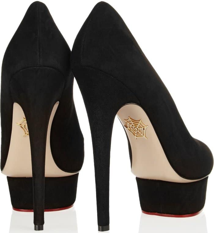 Charlotte Olympia “Dolly” Pumps in Black Suede