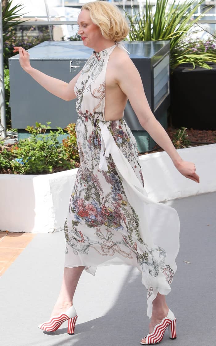 Gwendoline Christie wearing head-to-toe Fendi at the 70th Cannes Film Festival “Top of the Lake: China Girl” photocall