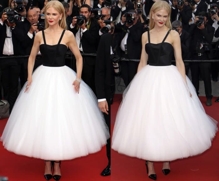 Nicole Kidman wearing a Calvin Klein By Appointment dress and black Calvin Klein 205W39NYC pumps at "The Killing of a Sacred Deer" premiere during the 70th annual Cannes Film Festival