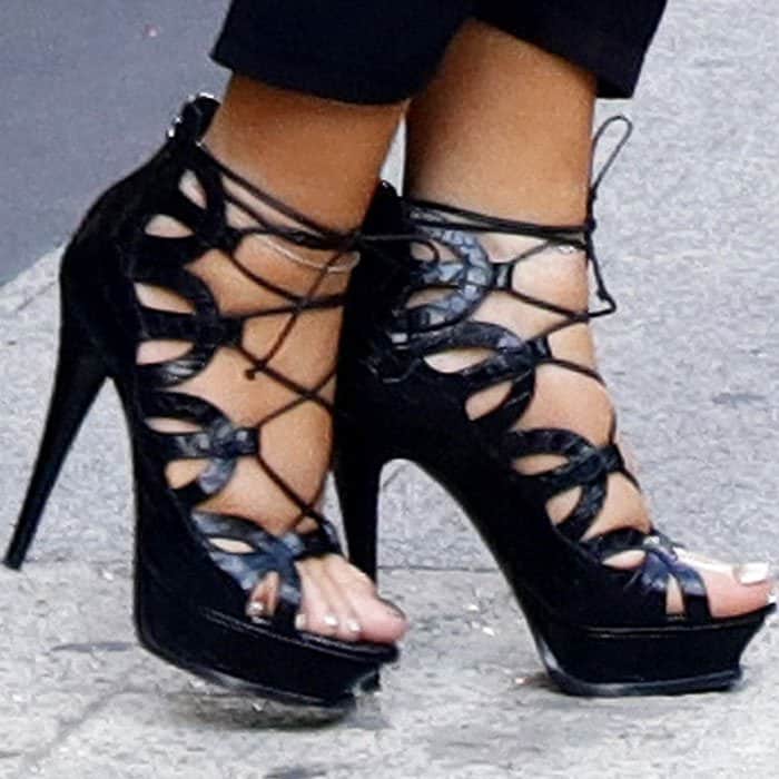 Paris love: Mariah wears the "Tribute Sixteen" platform sandals from Saint Laurent Paris