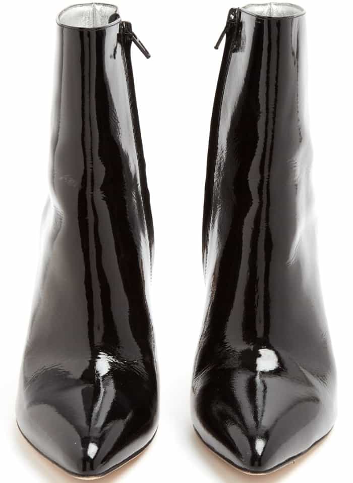 AlexaChung point-toe patent leather ankle boots