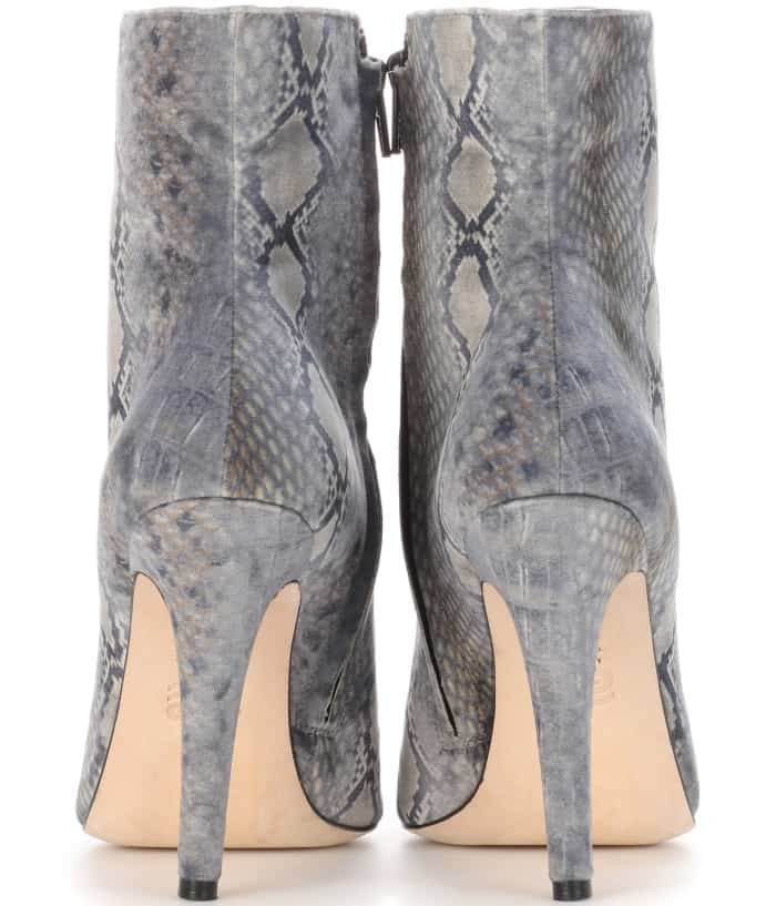 AlexaChung snakeskin-printed velvet ankle boots