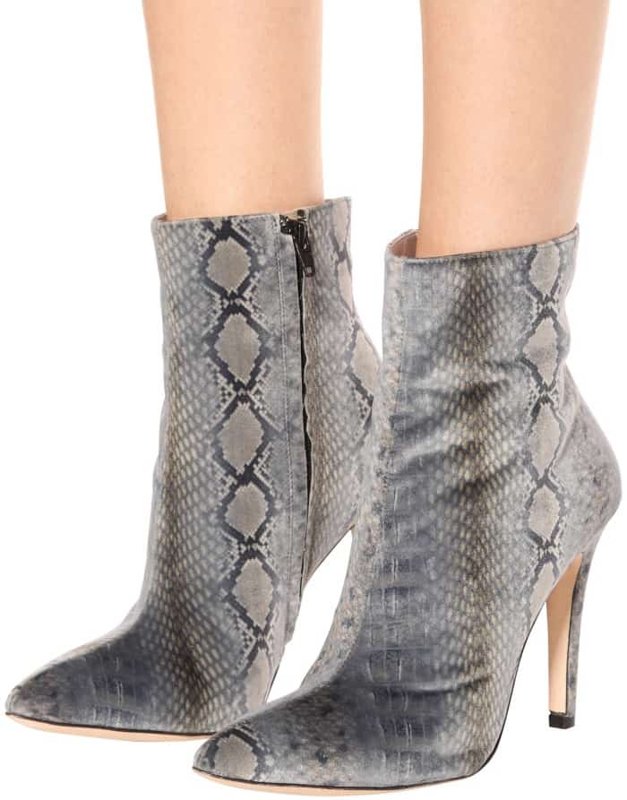 AlexaChung snakeskin-printed velvet ankle boots