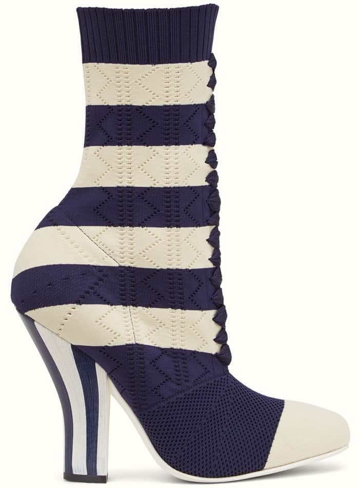 Fendi boots in white and blue fabric