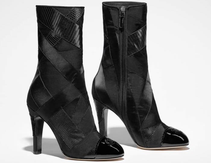 Chanel ankle boots in iguana patchwork