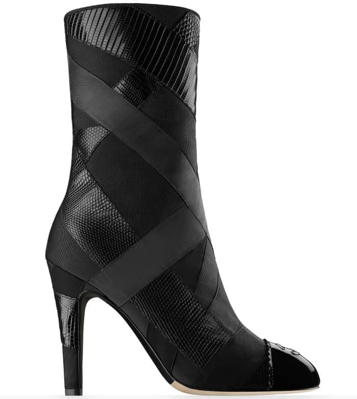 Chanel ankle boots in iguana patchwork