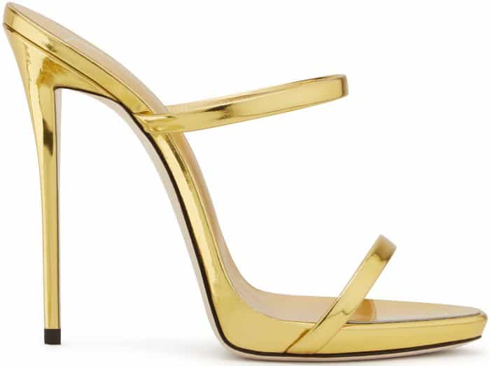 Giuseppe Zanotti “Darsey” sandals in gold mirrored patent leather