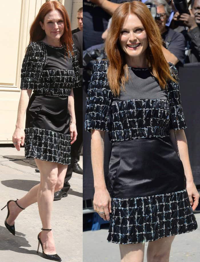 Julianne Moore at the Chanel Fall/Winter 2017 runway presentation during Paris Haute Couture Fashion Week