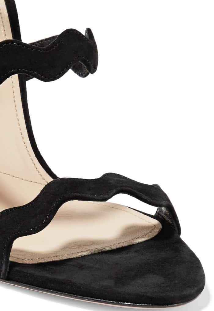 Prada scalloped sandals in black suede