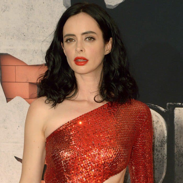 Krysten Ritter stepped out for the premiere of Marvel’s 'The Defenders' in a sparkly red Julien Macdonald dress at the Tribeca Performing Arts Center in New York City on July 31, 2017