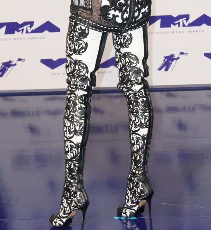 Alessandra Ambrosio wearing Balmain "Campbell" thigh-high boots at the 2017 MTV Video Music Awards
