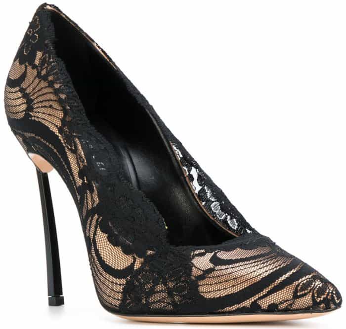 Casadei lace-embellished stiletto pumps