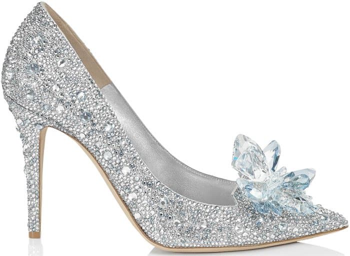 Jimmy Choo “Alia” crystal-covered pointy-toe pumps in silver