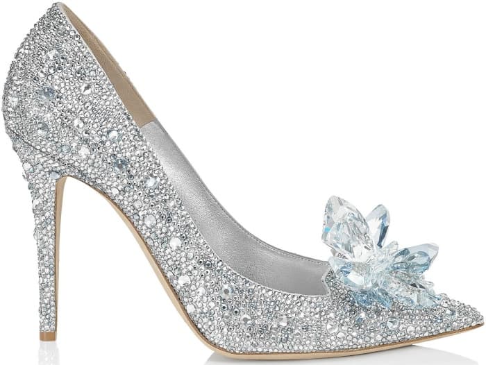 Jimmy Choo “Avril” crystal-covered pointy-toe pumps in silver