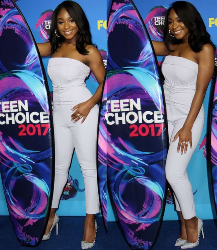 Normani Kordei wearing Lavish Alice and Thom Solo spiked pumps at the 2017 Teen Choice Awards