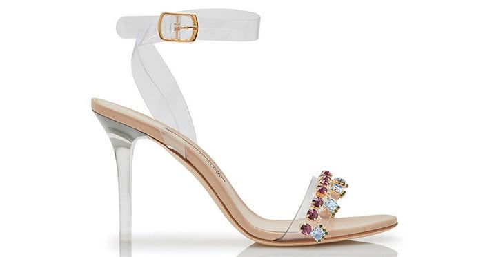 Rihanna x Manolo Blahnik “Purple Chalice” crystal and PVC detail ankle-strap sandals
