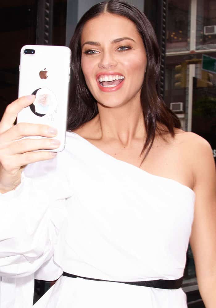 Adriana Lima at the AOL Building in New York on September 21, 2017