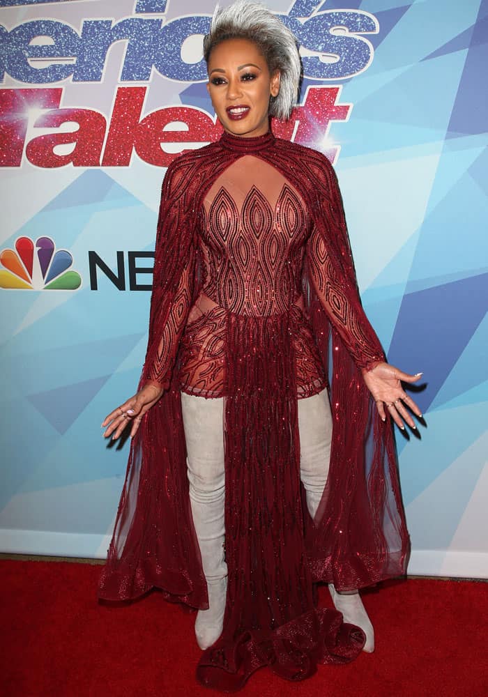 Change career? Mel B. arrives at the red carpet in a glammed up superhero outfit