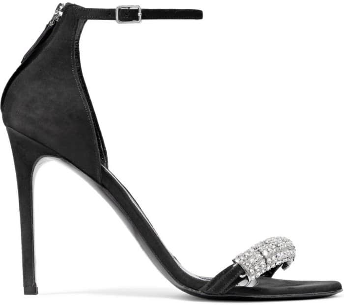 Calvin Klein 205W39NYC "Camelle" crystal-embellished sandals in black suede