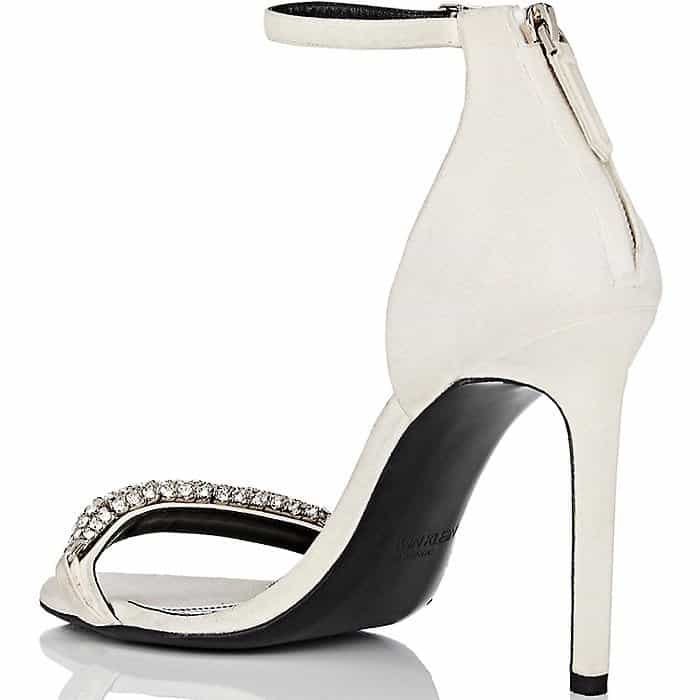 Calvin Klein 205W39NYC "Camelle" crystal-embellished sandals in white suede