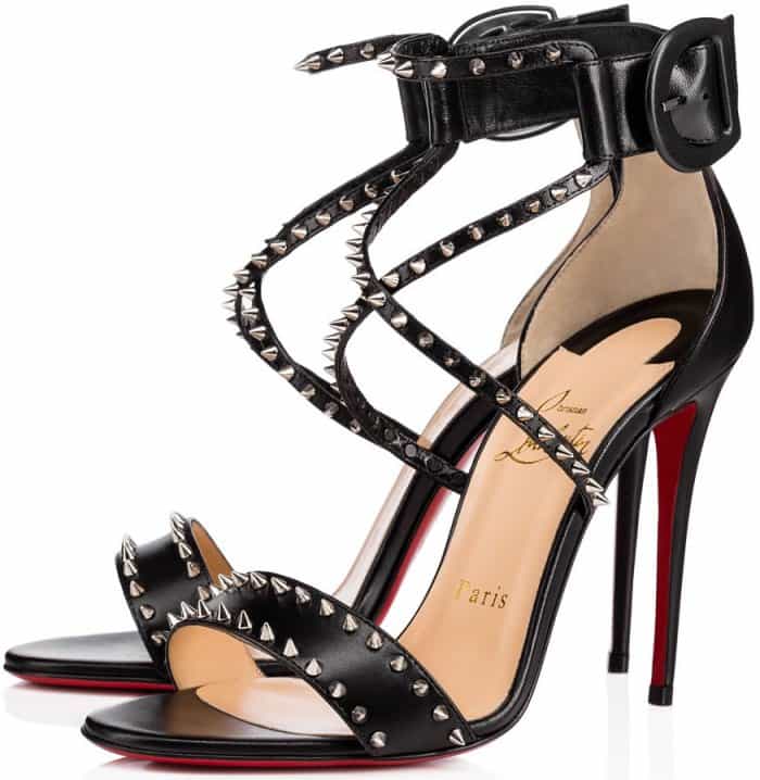 Christian Louboutin "Choca Spikes" sandals in black leather