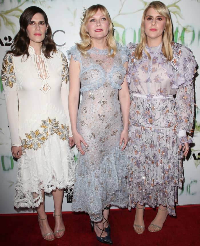 Laura Mulleavy, Kirsten Dunst, and Kate Mulleavy at the "Woodshock" premiere