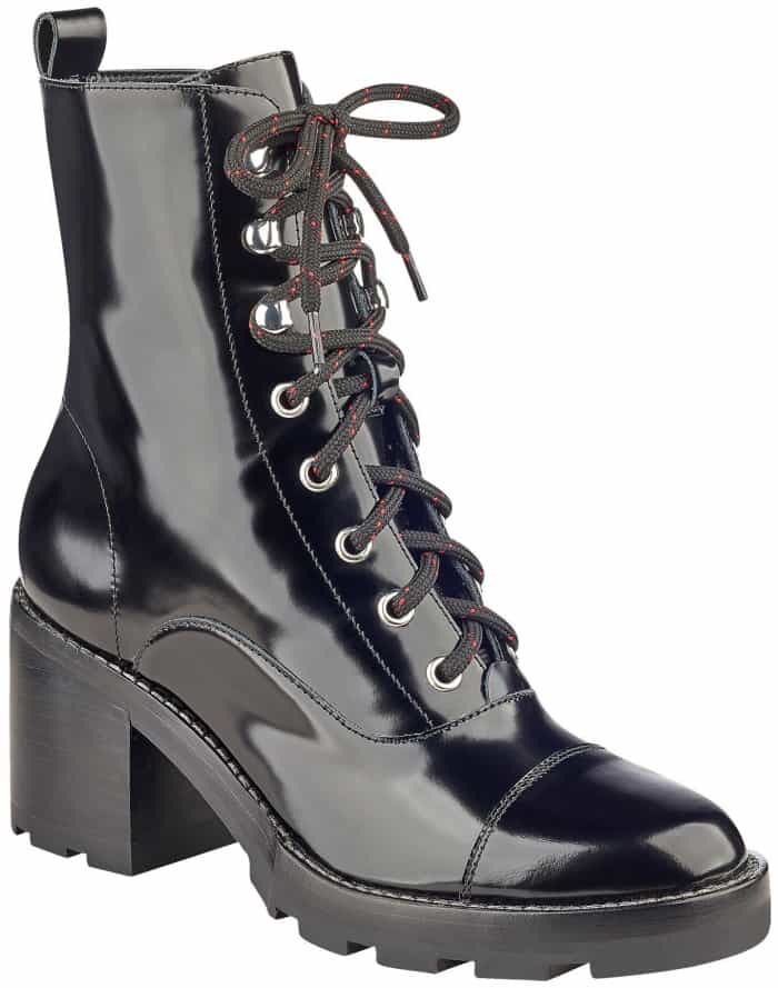 Marc Fisher LTD "Wanya" lace-up ankle boots in black lux multi leather