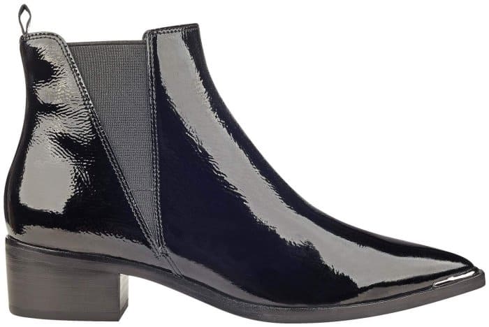 Marc Fisher LTD "Yale" pointy-toe Chelsea booties in black patent