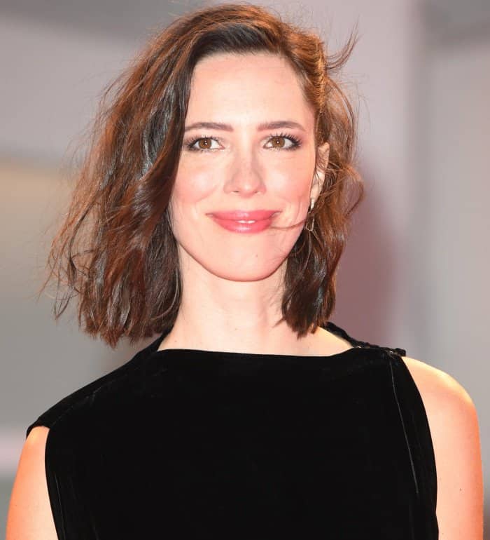Rebecca Hall wearing a Monse Fall 2017 dress at the "Three Billboards Outside Ebbing, Missouri" premiere during the 74th Venice Film Festival