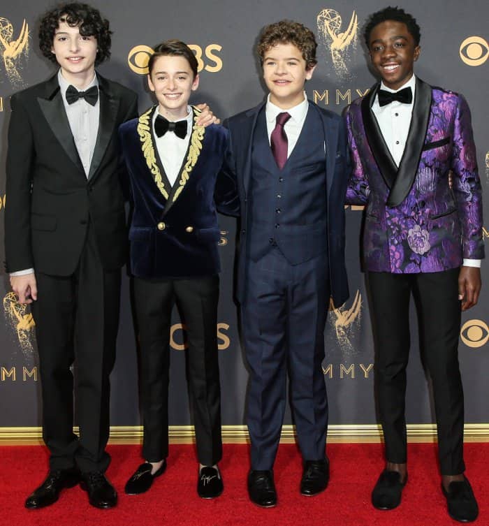 Finn Wolfhard, Noah Schnapp, Gaten Matarazzo, and Caleb McLaughlin at the 69th Emmy Awards