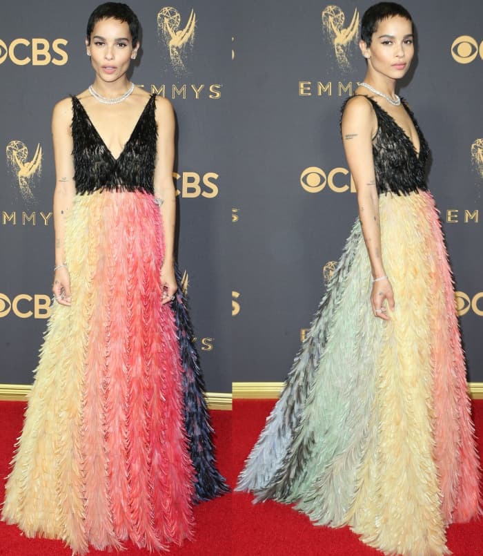 Zoe Kravitz wearing a Christian Dior Fall 2017 Couture gown at the 69th Emmy Awards
