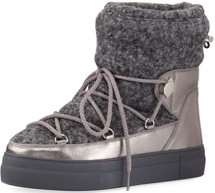 Moncler Ynnaf Wool & Leather Snow Boot