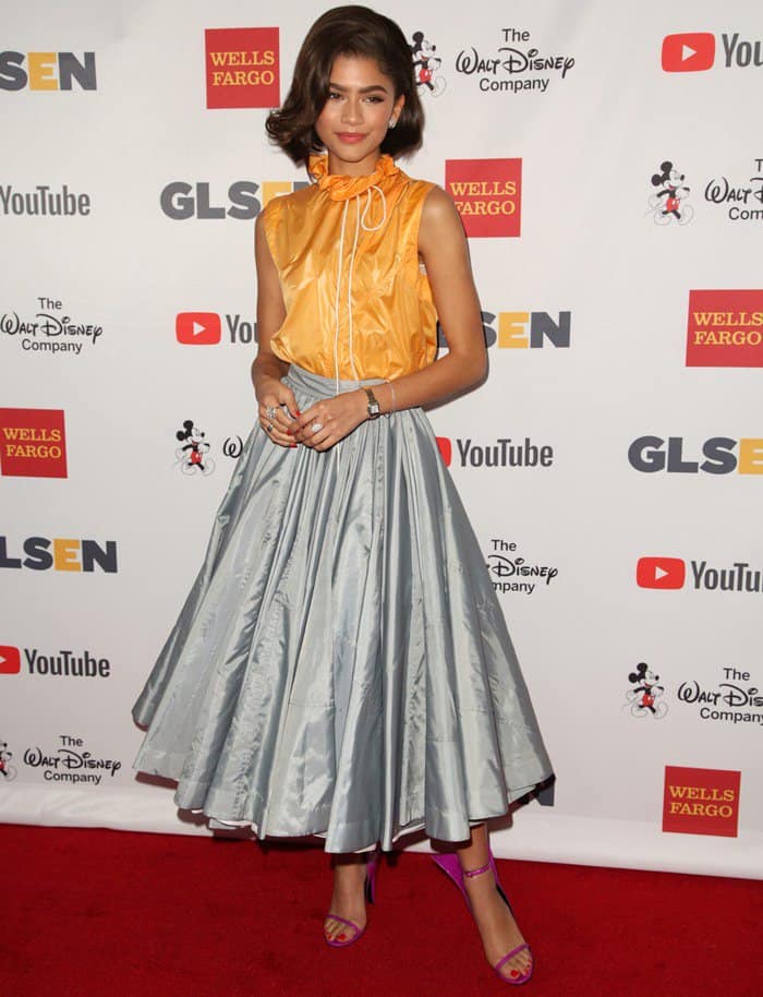 Zendaya Maree Stoermer Coleman wearing Calvin Klein 205W39NYC at the 2017 GLSEN (Gay, Lesbian, & Straight Education Network) Respect Awards at the Beverly Wilshire Hotel in Los Angeles on October 20, 2017