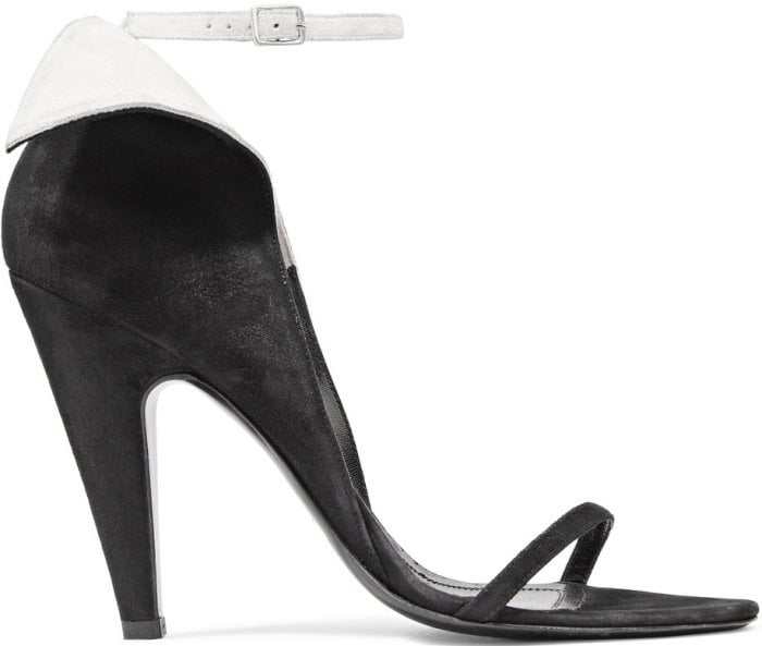 Calvin Klein 205W39NYC "Camrin" winged suede ankle-strap sandals in black and white