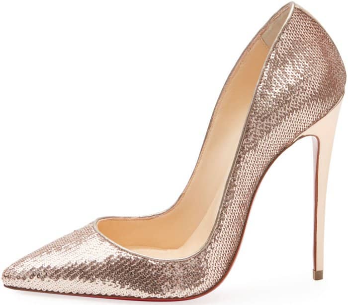Christian Louboutin "So Kate" pumps in beige sequined leather