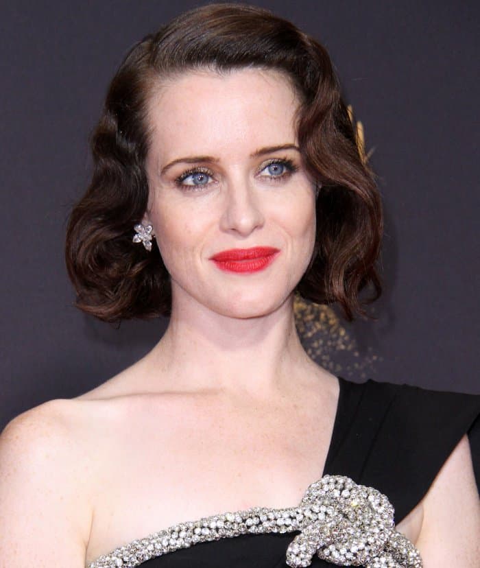 Claire Foy wearing an Oscar de la Renta Resort 2018 jumpsuit at the 69th Emmy Awards