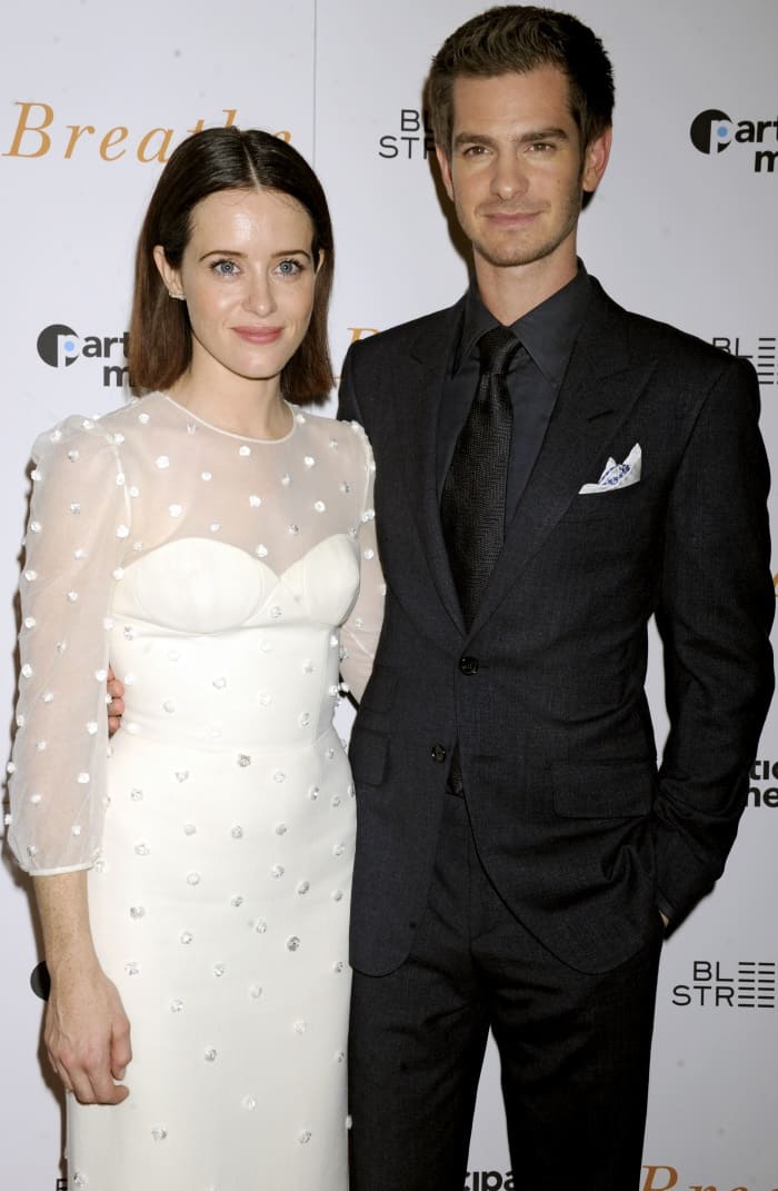 Claire Foy and Andrew Garfield at the "Breathe" New York screening