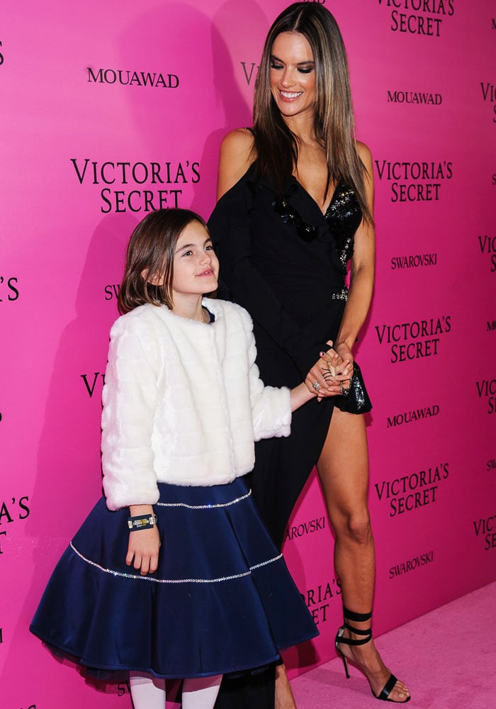 Alessandra allowed her beautiful daughter Anja to walk the pink carpet with her