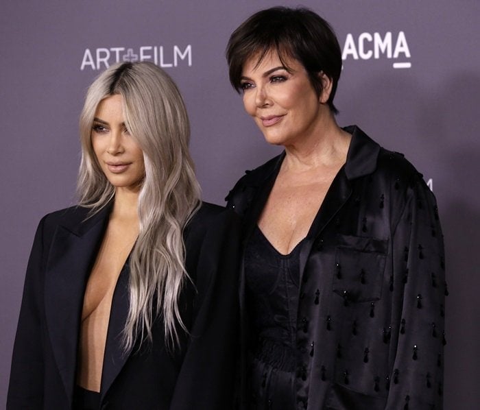 Kim posing with her momager Kris Jenner at the 2017 LACMA Art + Film Gala presented by Gucci at LACMA in Los Angeles on November 4, 2017