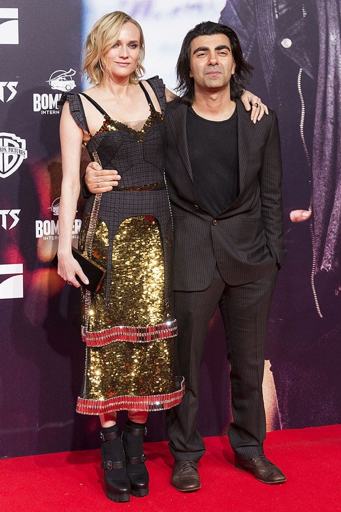 Diane Kruger posing with writer-director Fatih Akin on the red carpet.