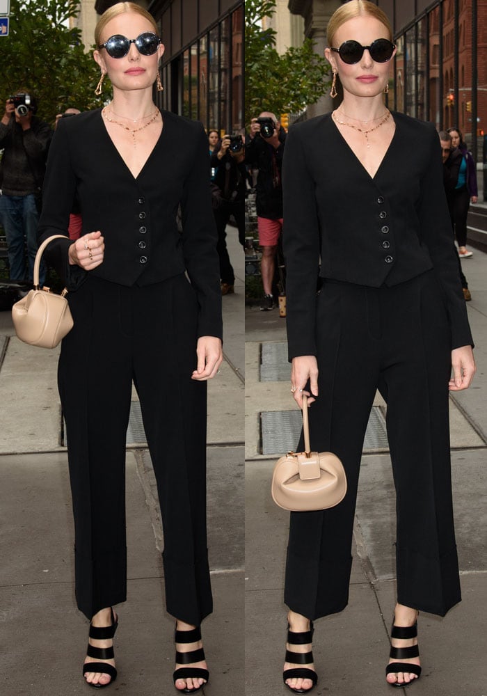 Kate dons a chic black look by Frame