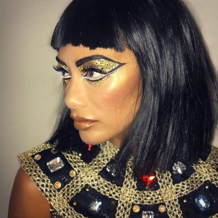 The singer shows off her pearl-embellished eye makeup
